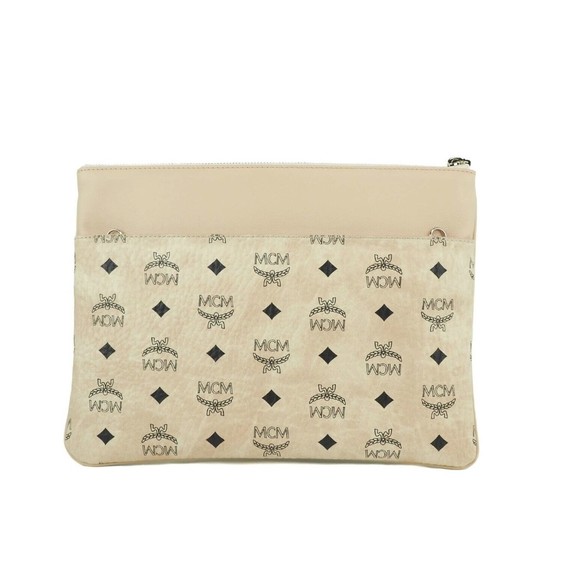 Beige Mcm Evening Bag MCM Bags Mcm Portuna Medium Visetos